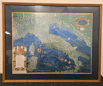 Framed Reproduction Of A 16th-Century Map Of Italy By Ignazio Danti