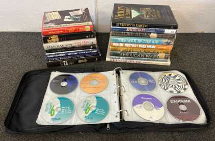 CD Case Of Music Including Eminem, Creed, Prince & More, History Books