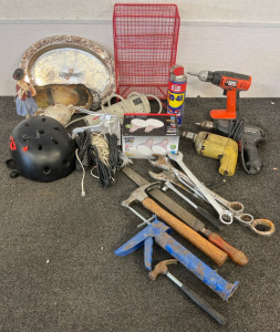 Black & Decker Cordless Drill, (2) Corded Drills, Combination Wrenches, Other Tools, Helmet & More
