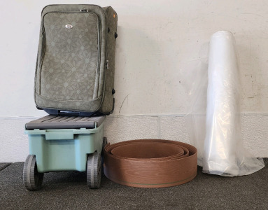 Ames Little Wagon, Clear Tarp, TCL Luggage Case, And Wall Trim.