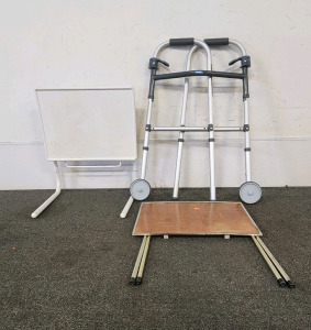 (2) Portable Tables And A Walker
