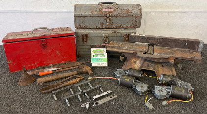 Benchtop Jointer, (4) Vintage Power Window Motors, (3) Toolboxes, Assorted Handtools & More