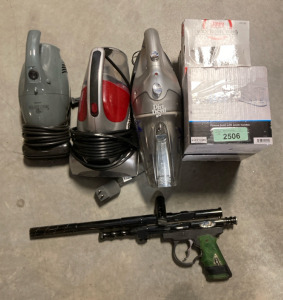 Paintball Gun, (3) Vacuums, Bathroom Faucets, & More