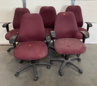 5 Red Adjustable Rolling Chairs