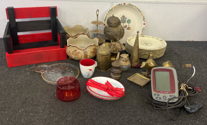 Eagle Fishfinder, Gold Metal Home Decor, Glass Dishes & More