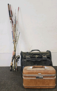 (3) Various Carrying Cases And (6) Fishing Poles