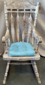 Vintage Wood Rocking Chair w/ Cushion