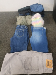 Girls Jeans, Jacket, And Unicorn Scarf With Mittens