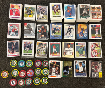 Large Lot Of Sports Cards & Playoff Chip Shot Chips