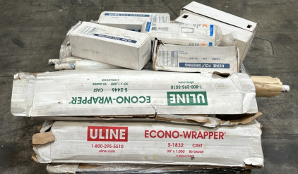 Large Assortment of ULINE Poly Sheeting, Econo-Wrap, & Plastic Wrap