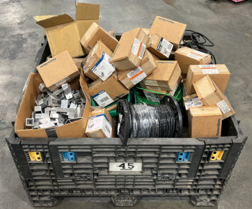 Assorted Tower Parts Including; 1 1/4&rdquo; Pipe Clamps, Brackets, & Cable