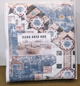 (1) Blue / Multi-Colored KSK Bohemian Style Area Rug