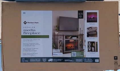 (1) Member's Mark Lochlan Media Fireplace - 66"x19"x37"H