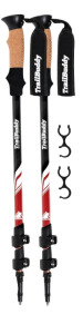 (1) Pair Of TrailBuddy Trekking Poles - Lightweight, Collapsible Hiking Poles for Snowshoe & Backpacking Gear - 7075 Aluminum W/ Cork Grip, Beetle Red