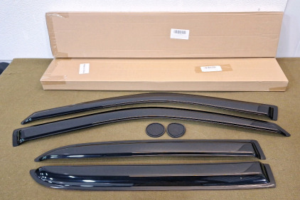 (2) 6-Piece Side Window Rain Deflector & Car Coaster Sets, For 2009-2018 Dodge Ram 1500 Crew Cab