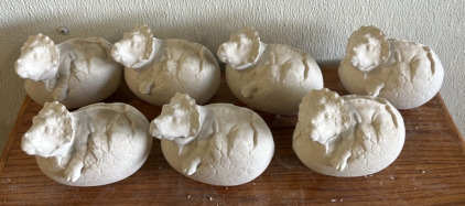 (7) Dinos Cracking Out of Egg Ceramic Pieces