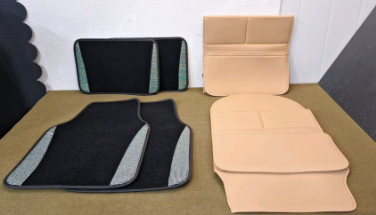 (1) 4-Piece Beiqitong Car Floor Mat Sets, Silver Diamond & Black Carpet & (1) 2-Pack Of Taikoo, Car Back Of Seat Protector/ Organizers