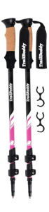 (1) Pair Of TrailBuddy Trekking Poles - Lightweight, Collapsible Hiking Poles for Snowshoe & Backpacking Gear - 7075 Aluminum W/ Cork Grip, Berry Pink