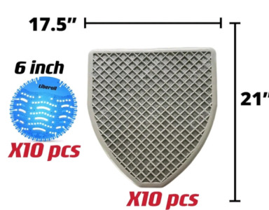 (1) 10-Pack Of Urinal Screen Deodorizers, Blue & Floor Mats, Dark Grey<br/>