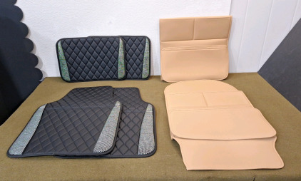 (1) 4-Piece Beiqitong Car Floor Mat Sets, Silver Diamond & Black Checkered Vinal & (1) 2-Pack Of Taikoo, Car Back Of Seat Protector/ Organizers