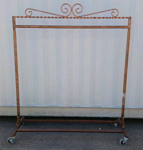 (1) Ornate Rolling Metal Garment Rack