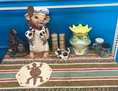 Assortment of Salt & Pepper Shakers (1) Cookie Jar (1) Kitchen Pig