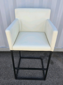 Modern Style Leather Padded Bar Chair/Stool - Cream Color - 42"H x 21"W x 20"D