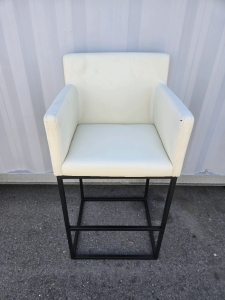 Modern Style Leather Padded Bar Chair/Stool - Cream Color - 42"H x 21"W x 20"D
