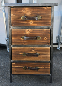 Metal Tubing Frame 4-Drawer Stand w/ Wood Drawer Front 15"W x 9⅞" D x 31⅛"H (Sold As Is)