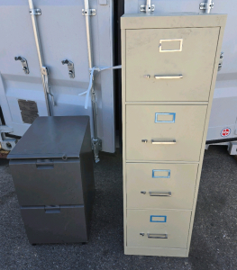 (2) Office Filing Cabinets - 19&frac12;"D x 14&frac12;"W x 26&frac12;"H & 25"D x 15"W x 52⅛"H