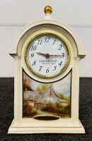 Collectible Thomas Kinkade Clock and Paintings Of Radiant Light Book Plus Beautiful Gold Toned Bejeweled Figurines - 2