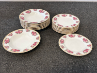 Farberware Sydney Roses Dinner Plates, (3) Rooster Mugs, and (3) Furio Home Containers - 2