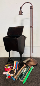 Standing Floor Lamp, Crocheting Materials and Storage Stand
