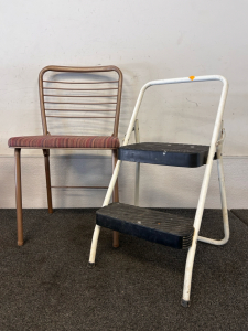 Cosco Step Stool and Folding Metal Chair
