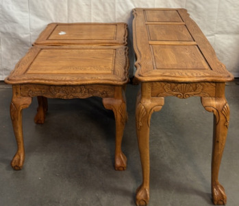 Matching Wooden Set of (1) Coffee Table & (2) Endtables