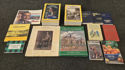 (21) National Geographic Magazines, (12) Books