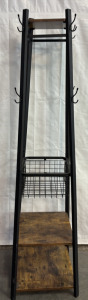 Large Modern Coat Rack w/ Basket & Shelves