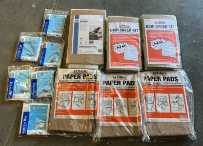 (3) UHaul 48&rdquo;x72&rdquo; Paper Pads (2) UHaul Dish Saver Kits (5) Klee-Gaurd Mattress Bags & More