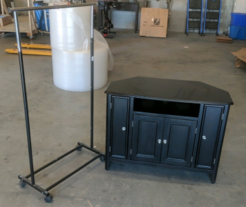 TV Console-Dark Stain 42x20x32 and Rolling Clothes Rack/Drying Rack 60x31