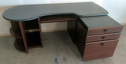 MDF Executive Computer Desk with File Cabinet L-Medium "Stain" 78x45x30