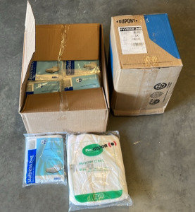 (1) Pack of Kleer Guard King Matress Cover (1) Pack of TYVEK 3X Coveralls & More