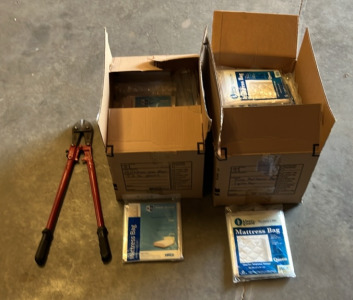 (1) Box Full of Kleer-Guard Twin Mattress Bags (1) Box Full of Kleer-Guard Queen Sized Bags (1) Bolt Cutter