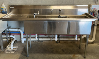 Falcon Three Basin Sink with Sprayer Nozzle Model: E3C-1818-L-18 2&rsquo;x75&rdquo;x43&rdquo;