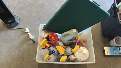 Assortment of Cleaning Chemicals (1) DeLonghi Personal Heater (2) Strainers & Much More