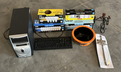 Assortment of LED Light Bulbs (1) Gateway Desktop Model: 510 S (1) Keyboard & Much More