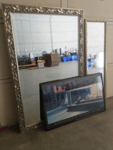 2) Mirrors Antique Style 36x54 and 14x50 and "Boulevard of Broken Dreams" By Helnwein 36x22