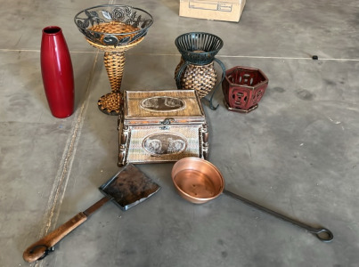 (2) Flower Holder (1) Antique Wooden Chest (1) Vase & Much More
