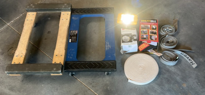 (3) Heavy Duty Hold Down Straps (1) Shoulder Moving Straps (1) DeWalt DCL077 Task Light & Much Much More