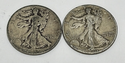 (2) Silver Walking Liberty Half Dollars W/ Unknown Dates