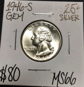 1946-S MS66 Gem Silver Washington Quarter